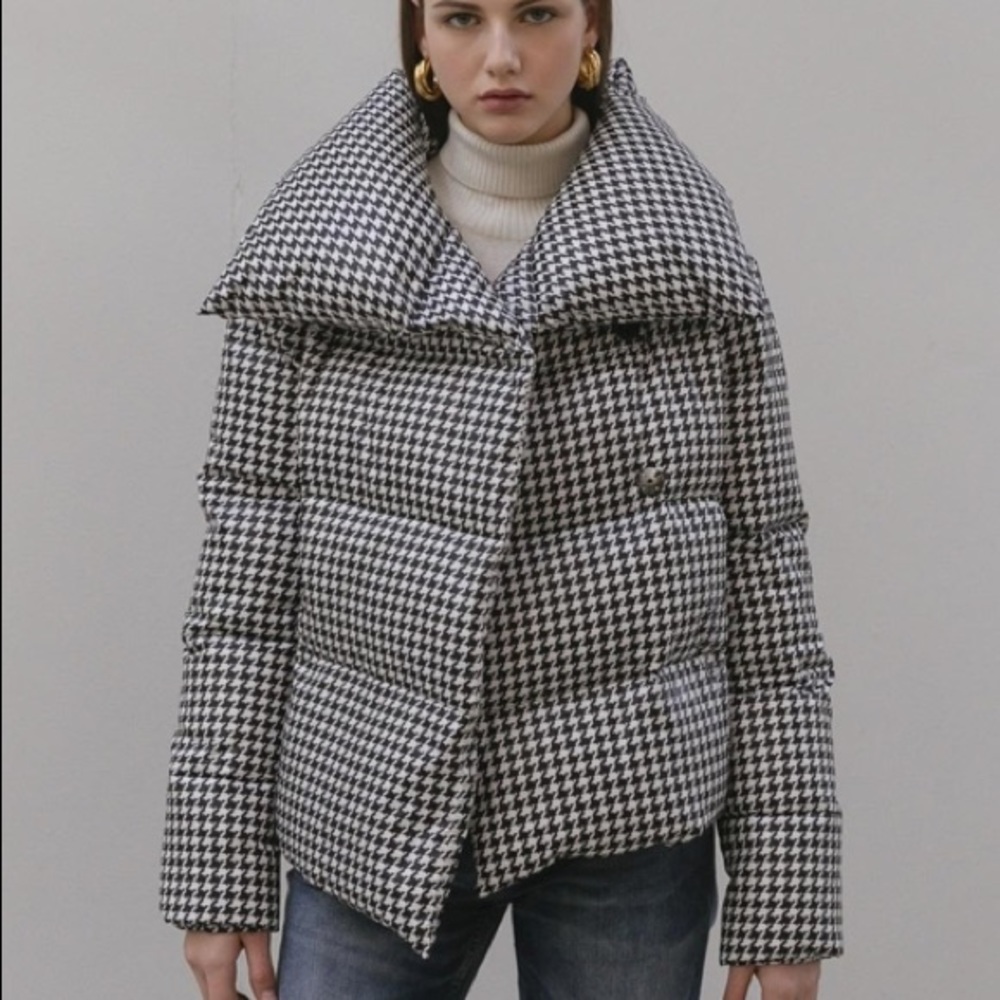 Garmentory houndstooth down puffer jacket checked